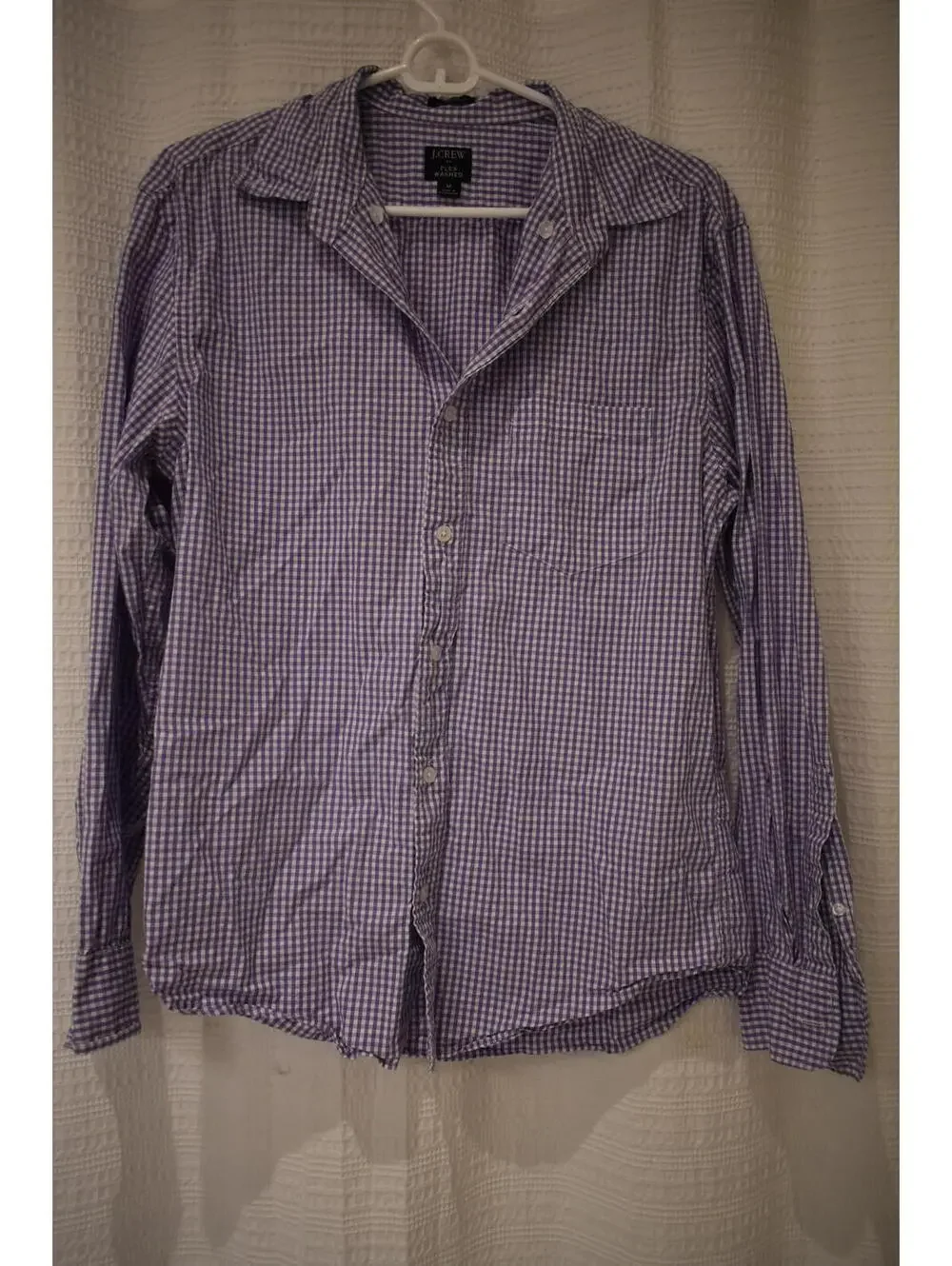 J.Crew Slim Untucked Flex Washed Medium Purple Gingham Shirt